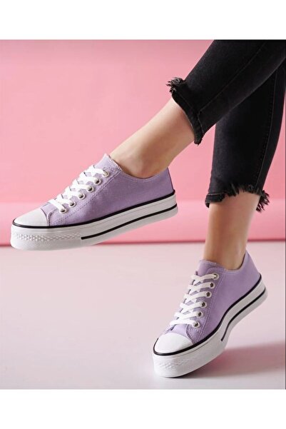 MİSSWEMODASHOES Cnv Yüksek Taban Lila Spor Ayakkabı