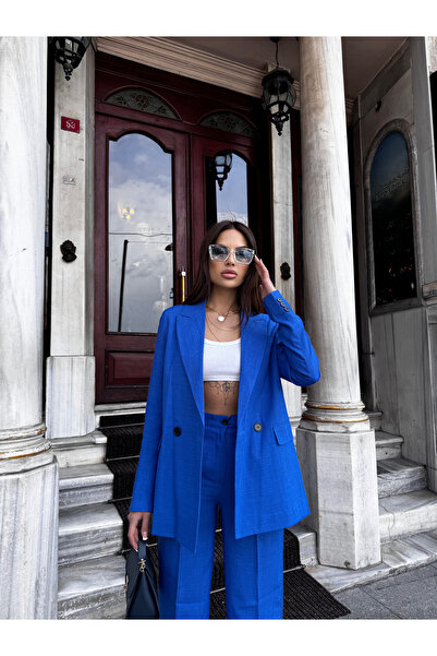 MOCCHI Summer Season Palazzo Kadın Takım Elbise Keten Kumaş