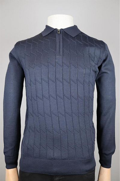 Nehir 234101807 Nehir Zipped Polo Knitwear Navy Blue