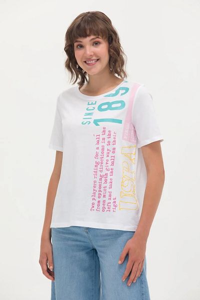 U.S. Polo Assn. Tricou alb cu gât crew de damă