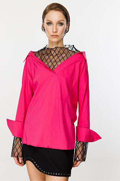 Nefeli Kadın File Detay Gömlek Bluz