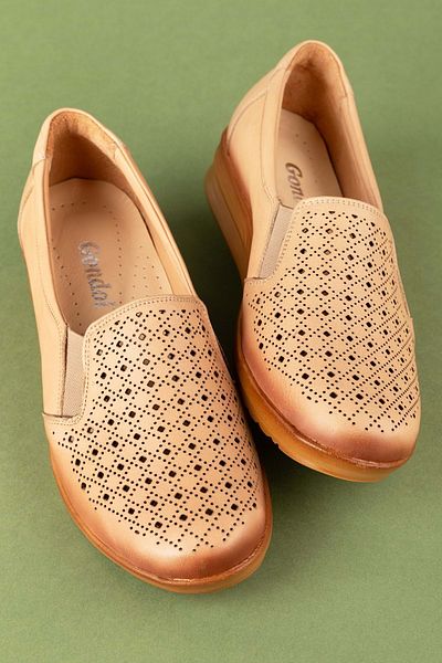 Gondol Pantofi casual de damă din piele naturală cu talpă anatomică perforați cu laser Pyt.1208