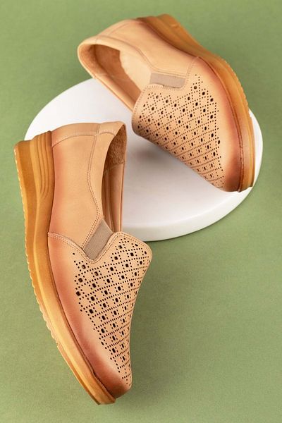 Gondol Pantofi casual de damă din piele naturală cu talpă anatomică perforați cu laser Pyt.1208