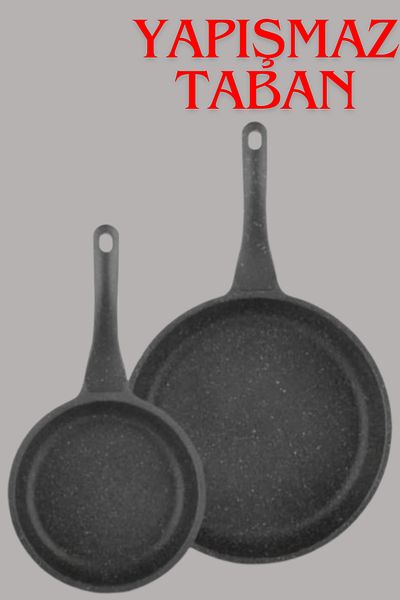 ThermoAD Granite 2-Piece 20-26 cm Gray Pan, Non-Stick Fireproof Base - FRYAS SET