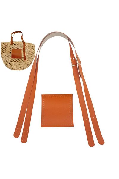 angel çanta aksesuar Αξεσουάρ Angel Bag Σετ τσάντας με ρυθμιζόμενη διπλή λαβή με τσέπη από συνθετικό δέρμα με πορτοκαλί ελαφρύ χρυσό μέταλλο
