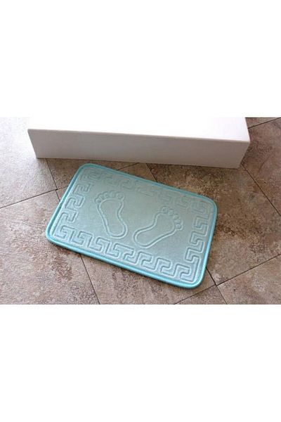 AYHOME Footprint Non-Slip Special Based Bath Mat Turquoise Color 40 X 60 Cm Door Front Mat with Gel Base