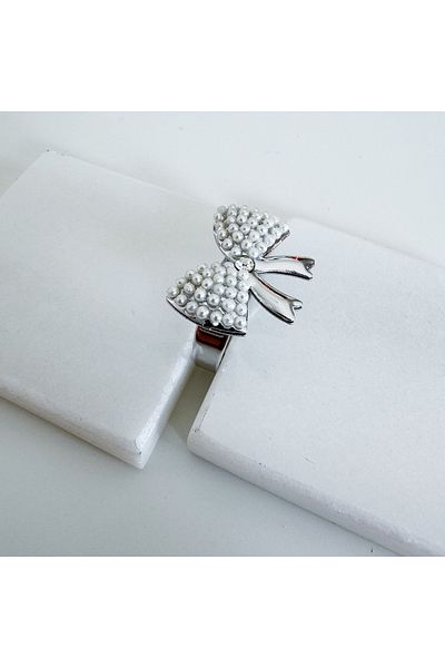 CHARMLUCKY Bow Ring with Pearls