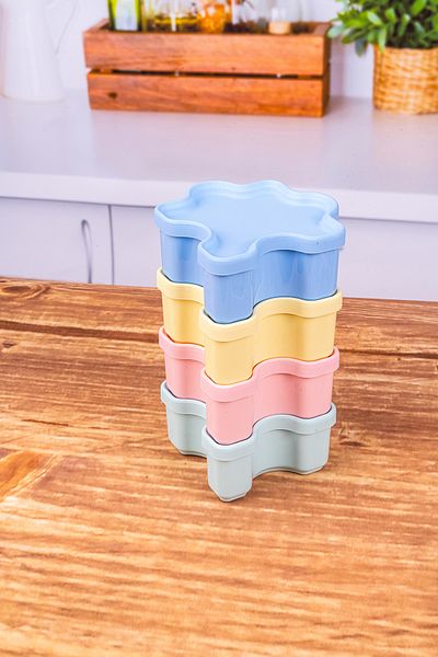 KRM HOME 4 Pieces 11 cm Yap Boz Storage Container with Lid, Snack Bowl, Breakfast Plastic Storage Container