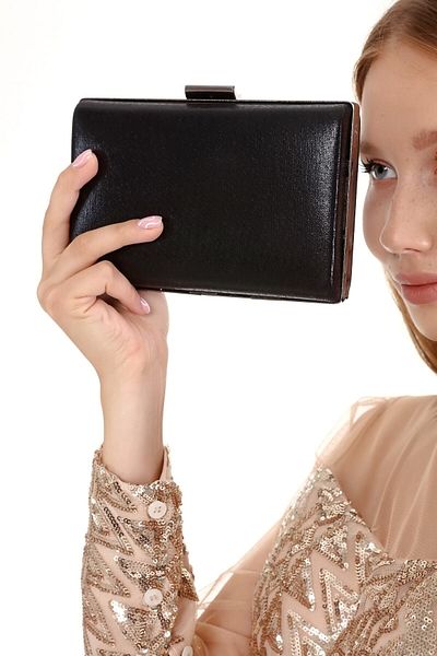 womenacs Geantă clutch portofoliu pentru rochie de seară pentru femei de culoare neagră, cu model, pentru mână și curea lungă