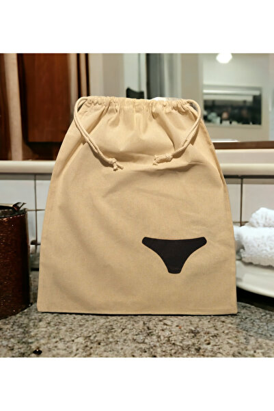 bagyard Bez Kirli Çamaşır Torbası Büzgülü Erkek Keçe Aplike Detaylı