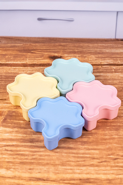 KRM HOME 4 Pieces 11 cm Yap Boz Storage Container with Lid, Snack Bowl, Breakfast Plastic Storage Container