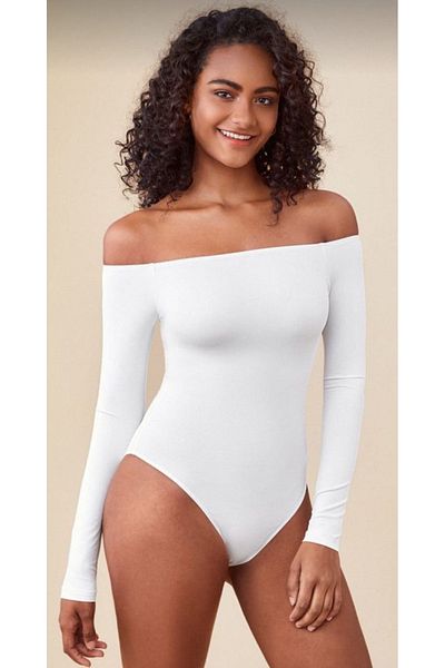 Nsb Tasarım Woman's white strapless collar bodysuit