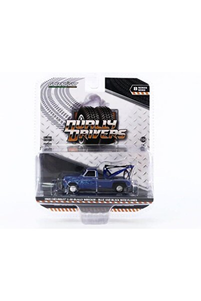 Greenlight Chevrolet C-30 Dually Wrecker Blue And Black With Flames 1/64 Mode...