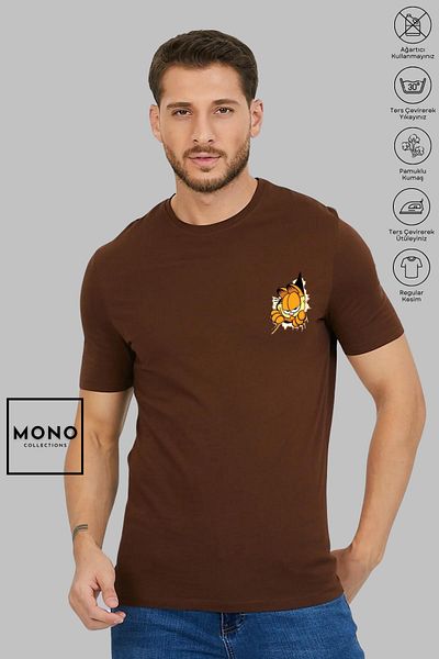 MONO COLLECTİON MONO COLLECTION Unisex Oversize Crew λαιμόκοψη βαμβακερό κοντομάνικο μπλουζάκι με στάμπα Garfield