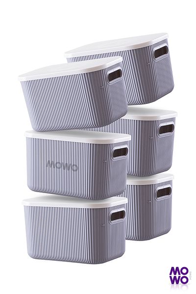 Mowo Home Trove 6 Pieces 6.2 Lt Gray Organizer Decorative Storage Box with Lid