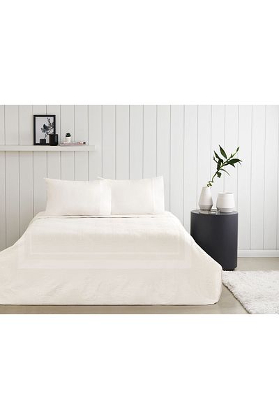 Taç Jacquard Pique Set Brenda Ecru Double