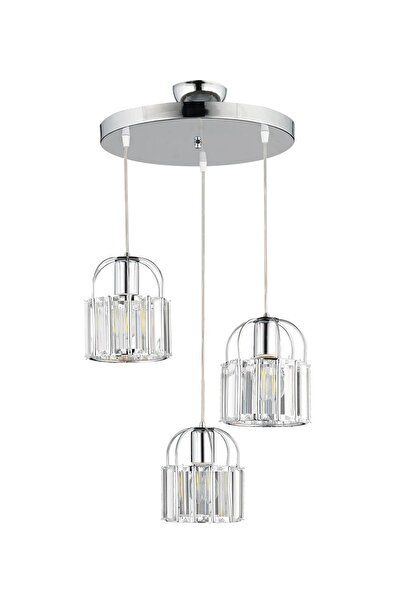 NisaLuce Nisa Luce Manolya 3'lü Taşlı Avize - Krom