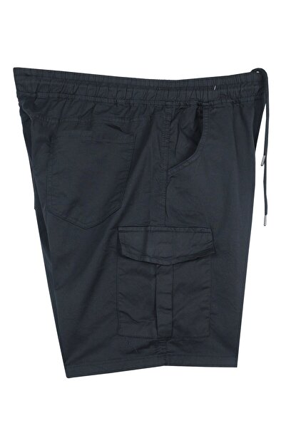 marufshop Men's Plus Size Gabardine Shorts with Cargo Pockets Suitable for Weight Between 100-156 Black