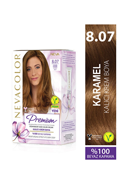 Nevacolor Premium 8.07 KARAMEL Kalıcı Krem Saç Boyası Seti