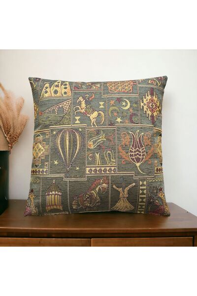 PİLLOWS STORE Kapadokya Desenli Açık Yeşil Kırlent Kılıfı 45cm*45cm