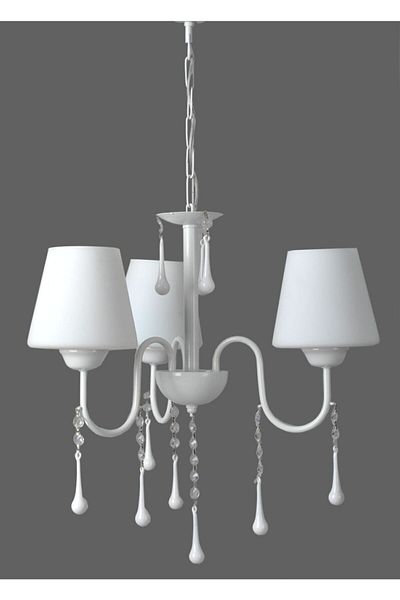 NisaLuce White 3-Piece Glass Chandelier - 61-70 cm, Stoned E27 for Living Room/Living Room
