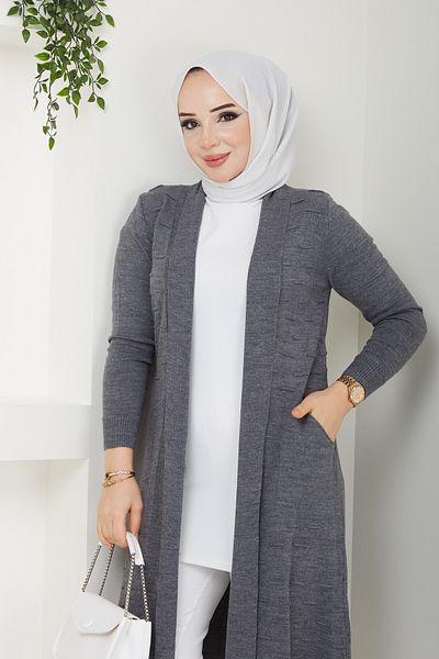 Pamuk Butik Γυναικεία Casual Ζακέτα με τσέπες, Χρώμα Anthracite