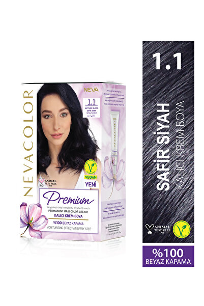 Nevacolor Premium 1.1 SAFİR SİYAH Kalıcı Krem Saç Boyası Seti