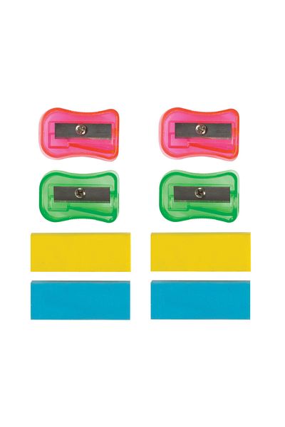 Parrot 4 Pencil Sharpener 4 Eraser Set
