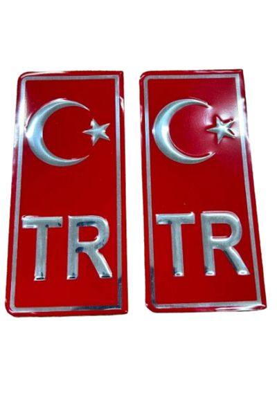 OTOMOR AKSESUAR TR Red Plate Paste Sticker 2 Pieces