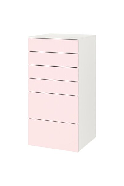 IKEA çocuk şifonyeri, beyaz-uçuk pembe, 60x55x123 cm