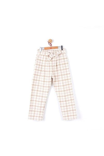 NK 51313 Unsea Şanel Ekoseli Pantolon 8-14 Yaş Bej