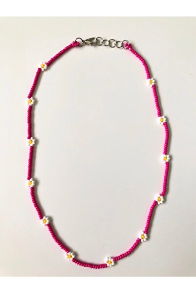 Handmade Minimal Boncuk Papatya Kolye