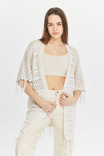MA ananas Women's Tasseled Openwork Cardigan