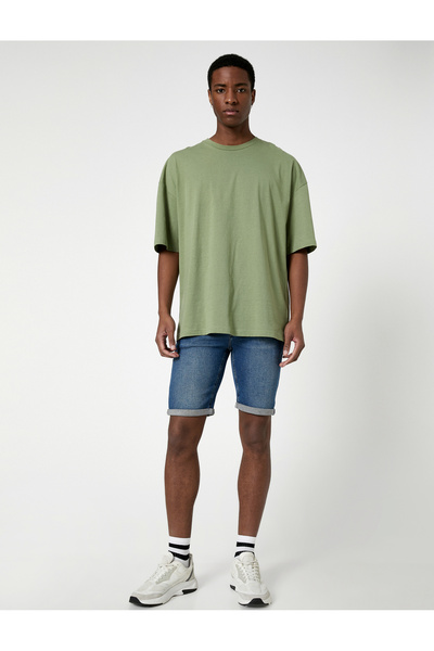 Koton Kot Şort Katlı Paça Detaylı Cepli Düğmeli