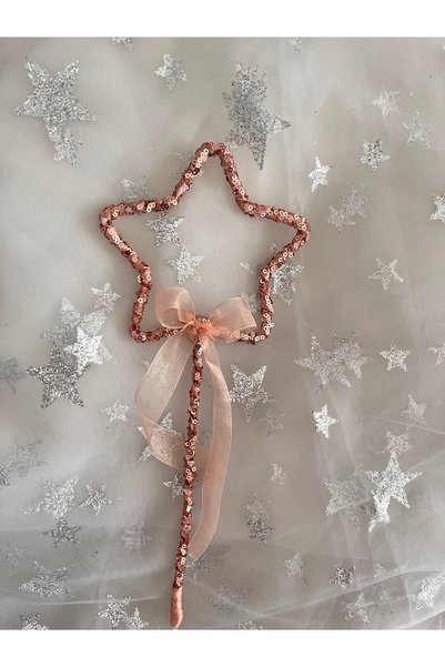 SAKLIDESİGN Children's Rose Color Princess Crown & Wand Set of 2 Birthday