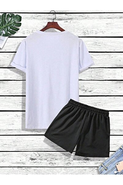 over head oh Чоловічий білий Paris J et Aime з принтом Oversize шорти T-shirt комплект