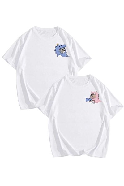 PERISENSE للجنسين النساء الرجال طفل توم وجيري 1 مطبوعة عاشق زوجين مزيج كبير الحجم تي شيرت مجموعة من 2