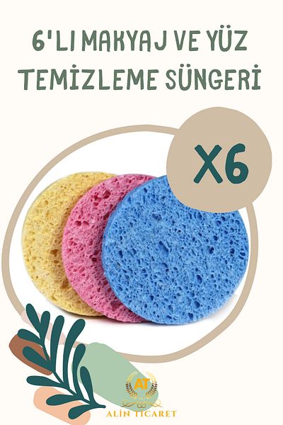 ALİN 6-Piece Face and Makeup Removal Sponge Set