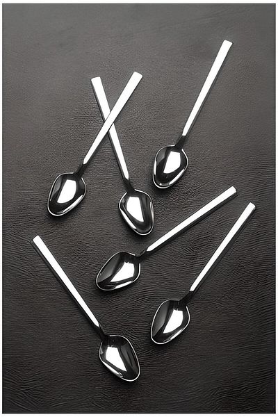 Yüsra Home 30 Pieces Spoon Fork Set for Daily Use - Flat Bar Model, Stainless Steel Fortune Dowry