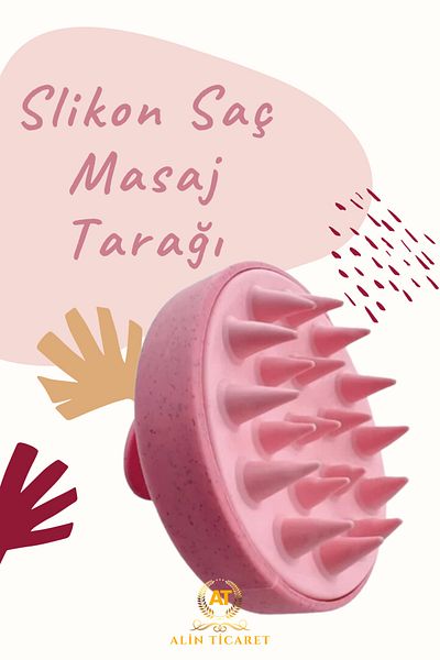 ALİN Hair Care Brush, Hair Scalp Massage Shampoo Comb, Silicone Hair Massage Comb PINK