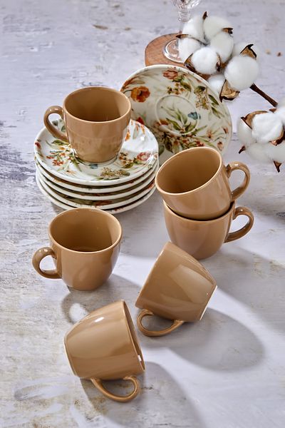 ŞAKİLATA CONCEPT Set of 6 Porcelain Turkish Wood Cups