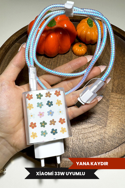WANNA PROTECT Xiaomi 33w Uyumlu Şeffaf Şarj Başlığı Adaptörü Koruma Kablo Kor...