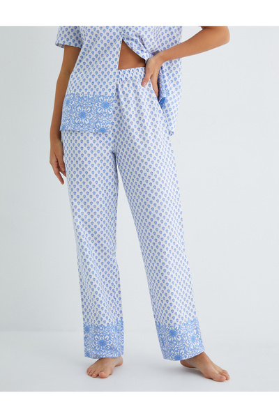 Koton Pyjamahose aus Baumwolle mit geradem Bein und elastischem Bund