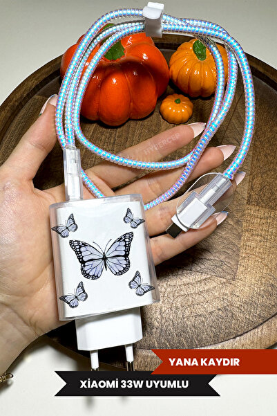 WANNA PROTECT Xiaomi 33w Uyumlu Şeffaf Şarj Başlığı Adaptörü Koruma Kablo Kor...