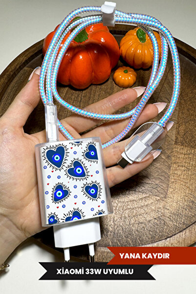 WANNA PROTECT Xiaomi 33w Uyumlu Şeffaf Şarj Başlığı Adaptörü Koruma Kablo Kor...