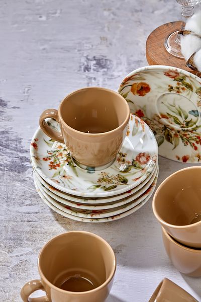 ŞAKİLATA CONCEPT Set of 6 Porcelain Turkish Wood Cups