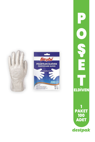 Destpak Beybi Şeffaf Poşet Eldiven 1. KALİTE (1 PAKET - 100 ADET) (POLİETİLEN)