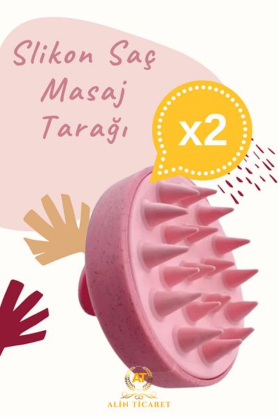 ALİN 2-Pack Hair Care Brush, Hair Scalp Massage Shampoo Comb, Silicone Hair Massage Comb PINK
