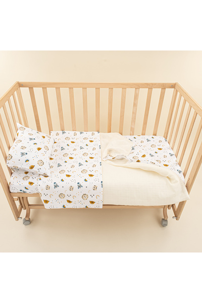 Yunikobaby طقم غطاء لحاف موسلين للأطفال (غطاء لحاف، كيس وسادة، ملاءة مطاطية،)...