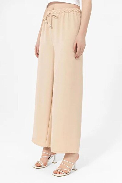 soi fashion Elastic Waist Wide Leg Trousers Stone
